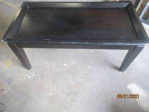 lot 5 image: WOOD COFFEE TABLE ( BLACK ) 48L X 24 W X 21 H
