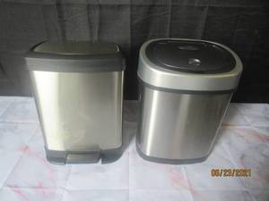lot 62 image: 2 - STAINLESS -  STEEL TRASH CANS