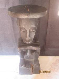 lot 75 image: HAND CARVED WOOD SIDE TABLE