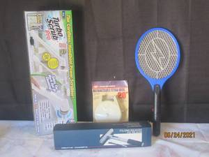lot 124 image: MISC LOT  - MOSQUITO TRAP , FOLDING SQUEEGEE AND GAUGE ,TURBO SCRUB PRO,RETRACTABLE CORD REEL 20