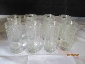 lot 142 image: TOTAL OF 8 - JAGERMEISTER LONG DRINK GLASSES 5H , THICK BASE WITH LOGO INSIDE BASE