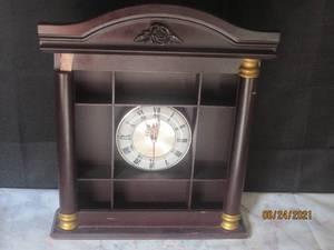 lot 172 image: 8 SHELF TABLE TOP WOOD CLOCK DCOR