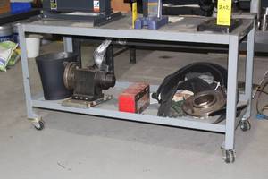 lot 12 image: ROLLING SHOP TABLE&nbsp 5L x 2w x 33H CONTENTS NOT INCLUDED