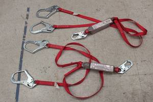 lot 71 image: 2 PROTECTA CAPITAL SAFETY 1340180 SHOCK ABSORBING LANYARD WITH STEEL REBAR HOOKSTEEL SNAP HOOK