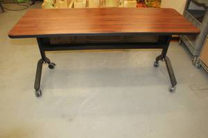lot 288 image: FLIP-N-GO 5 FT LONG TRAINING TABLE ON LOCKING WHEELS&nbsp