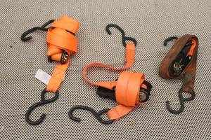 lot 294 image: TOTAL OF 3 ORANGE MASTER RATCHETING TIE DOWNS&nbsp WITH S-HOOKS&nbsp