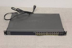 lot 347 image: NETGEAR PRO SAFE 24-PORT GIGIBIT SMART SWITCH WITH POE &amp 4 SFP PORTS , GS728TP