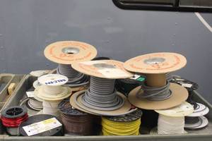 lot 398 image: GENEROUS AMOUNT OF SPOOLS OF WIRE SEE PICS