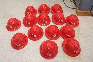 lot 480 image: LOT OF 14 MSA V-GARD PROTECTIVE HAT WITH GLASREGARD MODEL DK26