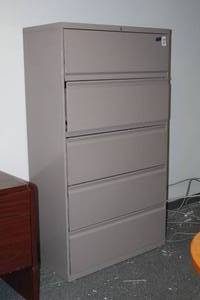 lot 132 image: 5-DRAWER GREY LATERAL FILE CABINET&nbsp
