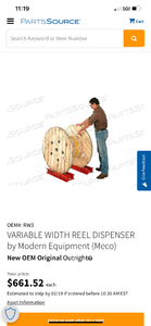 lot 385 image: VARIABLE WIDTH REEL DISPENSER BY MODERN EQUIPMENT RW3