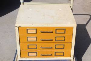 lot 90 image: METAL 4 DRAWER CASSETTE TAPE STORAGE RACKS CAN BE REMOVED&nbsp