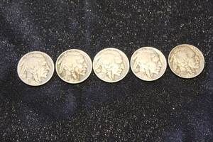 lot 128 image: LOT OF 5 1936 INDIAN HEAD BUFFALO NICKLES