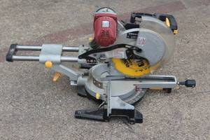 lot 9 image: UPDATEDPOWER CORD WAS CUT OFFUNTESTEDCHICAGO ELECTRIC BEVEL SLIDING MITER SAW WITH LASER GUIDE&nbsp