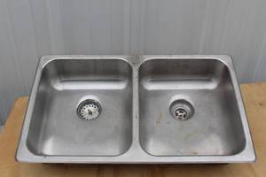 lot 49 image: ZEIGLER HARRIS STAINLESS STEEL DOUBLE DROP IN&nbsp SINK TYPE 301-032 GAUGE