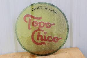 lot 73 image: TOPO CHICO LABEL PRINTER GLASS TABLE TOP