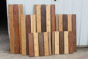 lot 75 image: LOT OF STAINED CEDAR WOOD PANELS