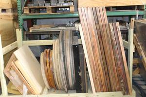 lot 90 image: LOT OF ASSORTED REAL WOOD TABLE TOPS...DETAILS TO COME