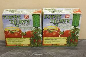 lot 25 image: TOTAL OF 2 TOPSY TURVY UPSIDE DOWN TOMATO PLANTERS ( AS SEEN ON TV)