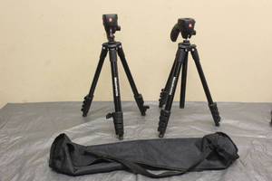 lot 55 image: TOTAL OF 2 MANFROTTO TRIPODS&nbsp