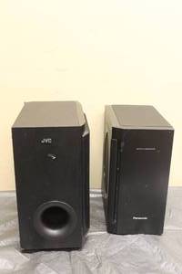 lot 129 image: JVC SP-THG50W&nbsp SURROUND SOUND SUBWOOFER &amp PANASONIC KELTON SUBWOOFER SB-HW560