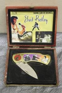 lot 144 image: ELVIS PRESLEY ( TAKING CARE OF BUSINESS ) COLLECTIBLE FOLDING POCKET KNIFE IN WOOD CASE&nbsp