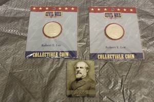 lot 165 image: TOTAL OF 2 DMA DESIGN MASTERS CIVIL WAR ROBERT E. LEE 1862 COLLECTIBLE COINS WITH DMA CIVIL WAR ROBERT E. LEE MAGNET&nbsp