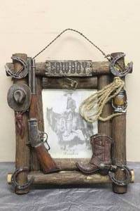 lot 187 image: RUSTIC WESTERN WILD WILD WEST COWBOY WOOD PICTURE FRAME&nbsp 18 X 17&nbsp