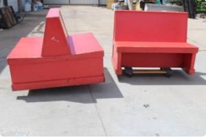 lot 227 image: 2 PC WOODEN SINGLEDOUBLE BOOTH SEATS GREAT FOR BACK YARDS GAZEBO WAITING AREAS 48LONG X 47TALL VERY STURDY AND IN GREAT CONDITION CAN BE EASILY SANDED AND&nbsp REPAINTED