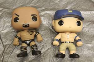 lot 206 image: TOTAL OF 2 FUNKO POP 2013 WWE VINYL FIGURES , - JOHN CENA FM1002 THE ROCK&nbsp FM1002&nbsp