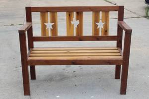 lot 5 image: CUSTOM WOOD GARDEN PATIO BENCH , 44 L X 36 H  SEE PICS&nbsp