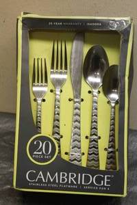 lot 21 image: CAMBRIDGE 20 PC SET STAINLESS STEEL FLATWARE&nbsp