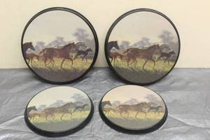 lot 86 image: SET OF 4 RESTON LLOYD LTD HORSE DESIGN STOVE TOP BURNER COVERS , 8.5 &amp 10 MADE IN TAIWAN&nbsp