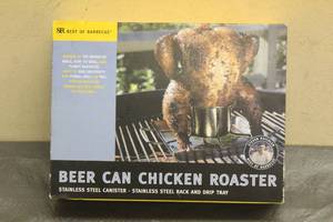 lot 89 image: STEVEN RAICHLEN BEST OF BAR B QUE BEER CAN CHICKEN ROASTER SR8016 IN ORIGINAL BOX&nbsp