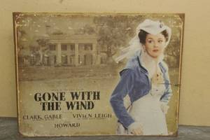 lot 129 image: VINTAGE STORY OF THE OLD GONE WITH TH WIND WALL SIGN , 13 H X 16L&nbsp