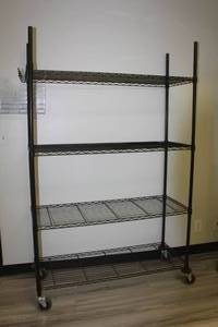 lot 12 image: 4 TIER MOBILE&nbsp SHELVING UNIT WITH LOCKING WHEELS ,75 H X 18 D X 47 W&nbsp
