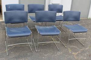 lot 34 image: TOTAL OF BLUE CHROME BASE STACKABLE CHAIRS&nbsp
