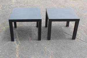 lot 39 image: TOTAL OF 2 IKEA BLACK WOOD END TABLES&nbsp