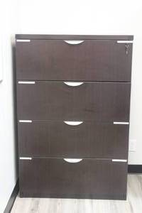 lot 48 image: MOCHA&nbsp 4- DRAWER LATERAL FILE CABINET WITH KEY&nbsp