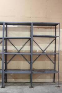 lot 108 image: TOTAL OF 2 - 4 TIER METAL SHELVING UNITS ,7FT H X 18 D X 3FT W&nbsp
