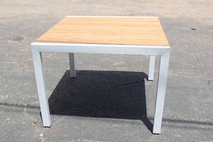 lot 122 image: TEAKWOOD ALL WEATHER INDOOROUTDOOR TABLE&nbsp