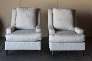 lot 10 image: 2 UPHOLSTERED WING CHAIRS&nbsp