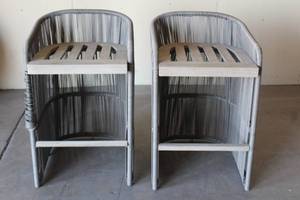 lot 20 image: 2 MODERN HAVANNA ALL WEATHER TEAK BAR.COUNTER STOOLS