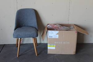 lot 21 image: WEST ELM MID CENTURY UPHOLSTERED CHAIR IN ORIGINAL BOX&nbsp