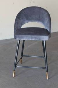 lot 32 image: MCM GREY VELVET BAR STOOL WITH TAPERD LEGS&nbsp