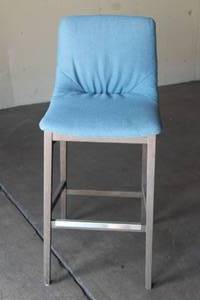 lot 33 image: FABRIC UPHOLSTERED WOOD BASE BAR STOOL
