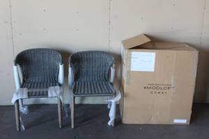 lot 40 image: 2 MODLOFT EMBRAS SHADES OF GREY CORD DINGING CHAIRS&nbsp