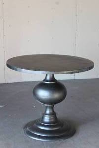 lot 53 image: BLACK PEDESTAL METAL TABLE 35 DIA 30 TALL