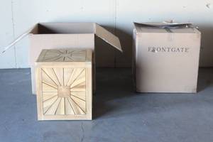 lot 61 image: 2 FRONTGATE AIDEN NATRUAL SOLID WOOD SIDE TABLES 167661