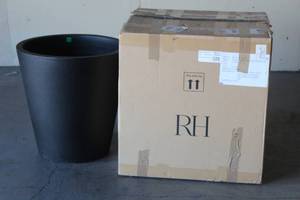 lot 62 image: RH SALENTO ROUND BLACK PLANTER 42210126 22DIA 22TALL&nbsp